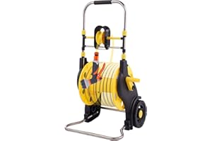 Airynee Garden Hose Reel Cart Hold 130 FT of 5/8 or 197 FT of 1/2 inch Hose, Metal Water Hose Holder with Wheels for Outside Yard Lawn