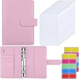 HAUTOCO A6 Budget Binder with Zipper Envelopes Pink - Money Organizer