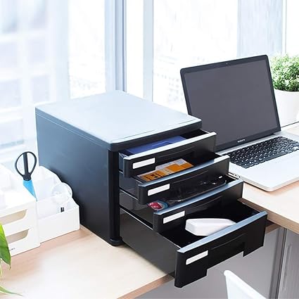 Flat File Cabinets File Cabinets File Cabinet Reasonable Storage Durable Plastics Beautiful Design Upper Drawers Useful Drawer Unit Small Size Desk Neat Plastic File Cabinet Color Black 25x34x26 3cm Office Products