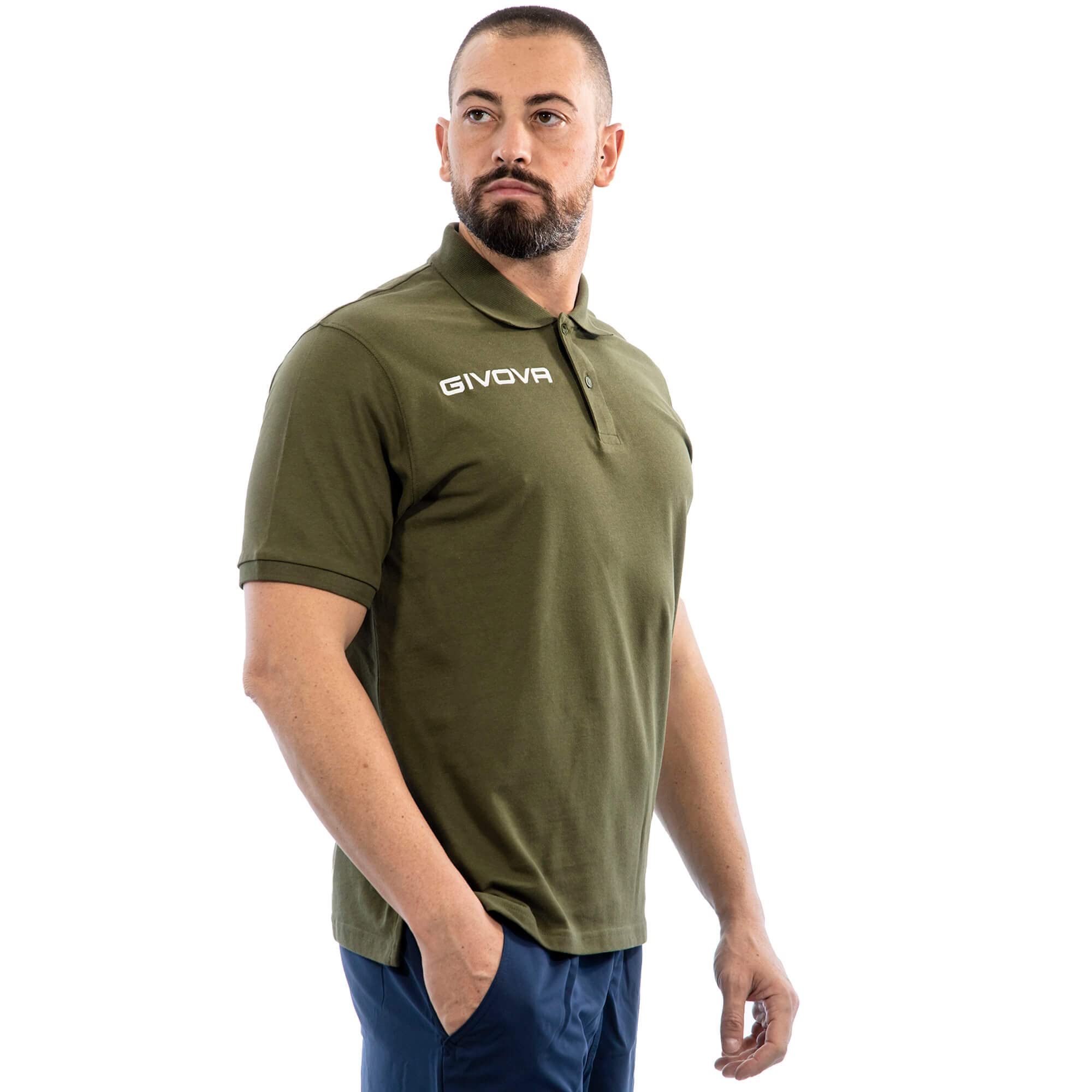 Givova POLO COTONE PIQUET SUMMER VERDE MILITARE Tg. XL