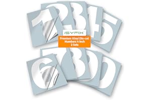 iSYFIX White Vinyl Numbers Stickers - 4 Inch Self Adhesive 2 Sets - Premium Decal Die Cut and Pre-Spaced for Mailbox, Signs, Window, Door, Cars, Trucks, Home, Business, Address Number, Indoor/Outdoor