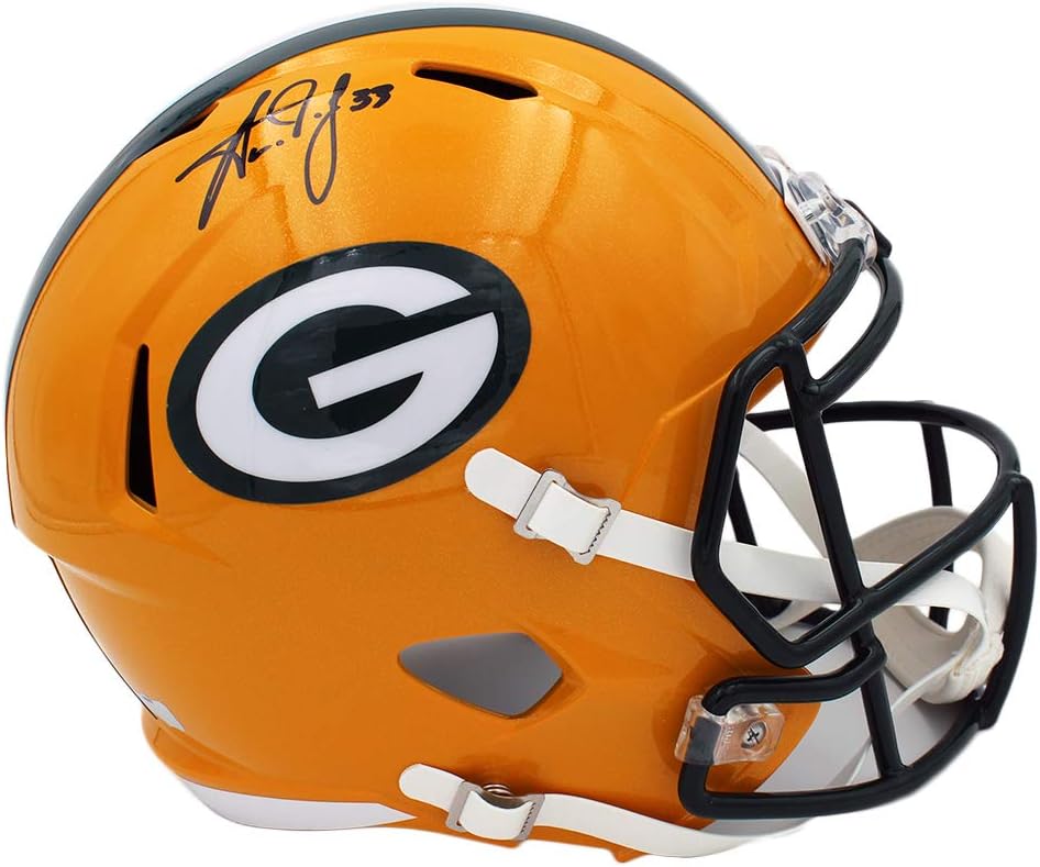 aaron jones autographed helmet