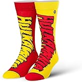 Cool Socks - Hulk Hogan Hulkamania Crew Socks - Licensed WWE Wrestler Themed Socks - Size Large for Men & Women- Fun Novelty Wrestling Socks - Comfy Cotton Blend - Great Gift for WrestleMania Fans