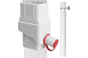 DFNIDY Rainwater Collection System,Rain Barrel Diverter Kit,for 2”x3”Standard Downspout, Standard Gutter Downspout with 50" Hose,Diverts Water into Rain Barrel,(Rain Diverter,Sealing Plug,Hose,Clamp)- White