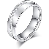 6mm Comfort Fit Heavy Sterling Silver Curved Set Simulated Diamond Court Shape Wedding Band