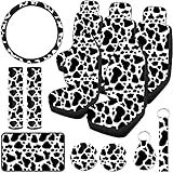 13 Pieces Cow Print Car Seat Covers Full Set Cow
