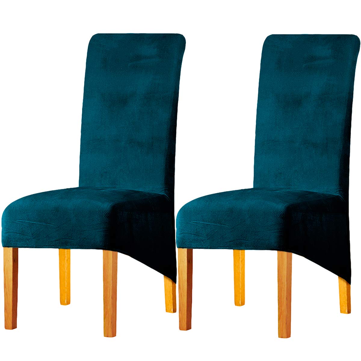 LANSHENG Stretchy Chair Covers XL Dining Chair Covers Velvet Fabric Chair Slipcovers Seat Covers for Living Room Home Party Banquet Wedding Teal,Set of 2
