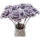 advozcate Handmade Porcelain 3D Ceramic Rose Flower, Eternal Flower Decoration for Home Office Decor, Creative Desktop vases, Porcelain Decorations, Set of 9 (Purple)
