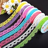MassMall® Cute Lace Flower Clear DIY Decorative Washi Tape Masking Tape Sticky Paper Masking Adhesive Tape Scrapbooking &Phone DIY Decoration 3xRoll (Pink +Yellow+ Blue)