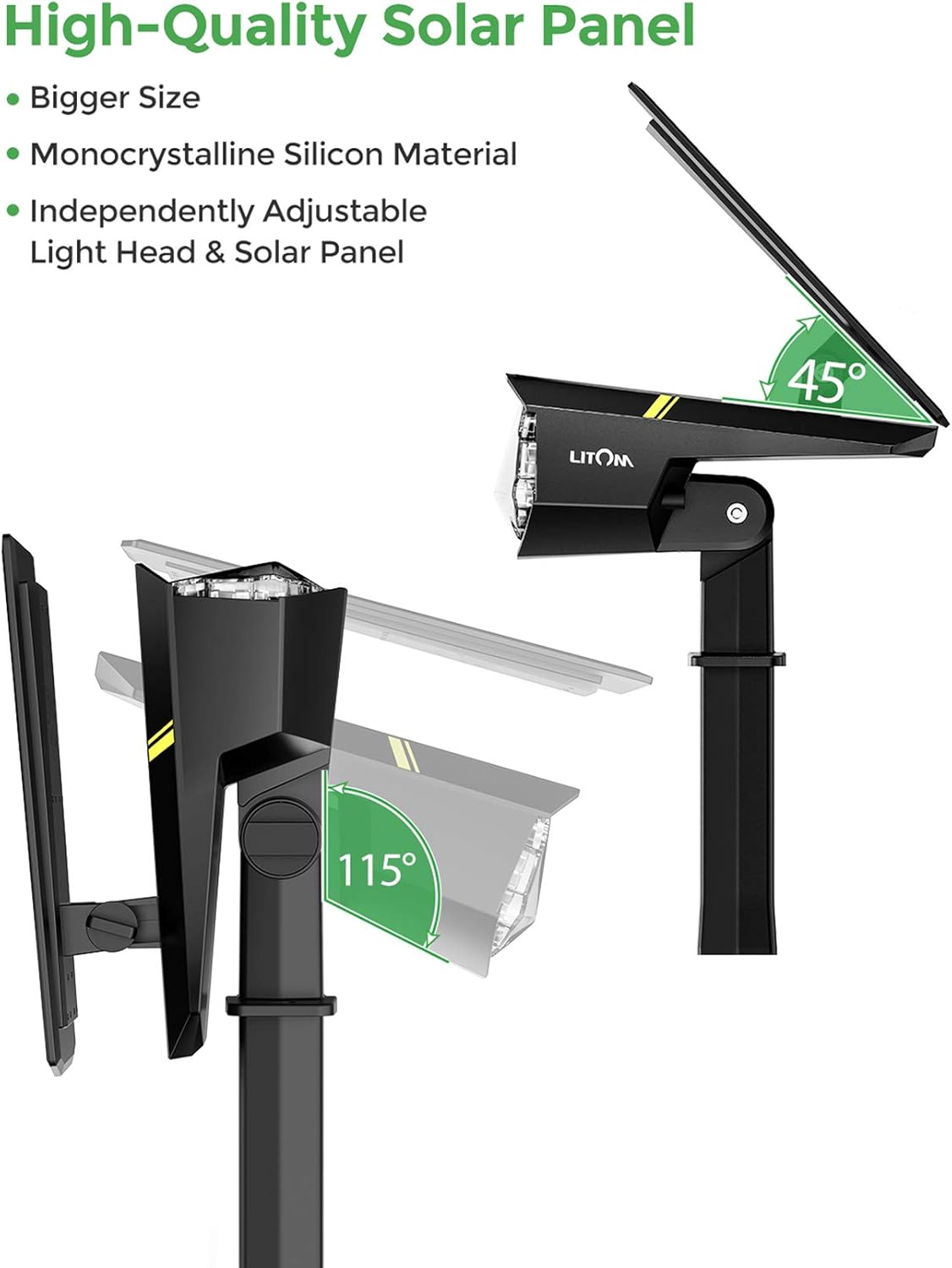 LITOM 30 LEDs Outdoor Solar Landscape Spotlights PRO IP67 Waterproof Wireless Solar Powered Landscaping Wall Light for Yard Garden Driveway Porch Walkway Pool Patio Cold & Warm White Adjustable 2 Pack: Home Improvement