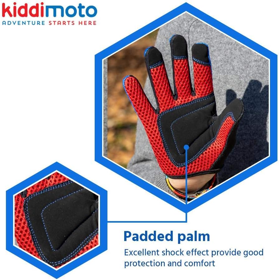 KIDDIMOTO Kids Cycling Full Finger Gloves - for Kids Bike, Balance Bike, Scooter, and Skateboard (Gloves for Girls and Boys) | Available in Different Sizes & Designs (Blue, Small): Sports & Outdoors