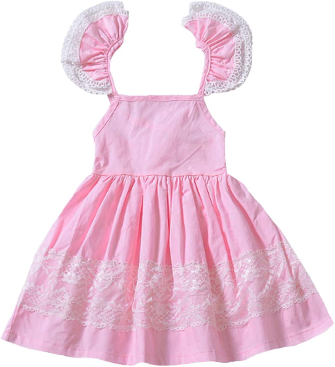 YOHA Baby Girls Lace Ruffle Jumper Dress Suspender Pinafore Toddler Skirts