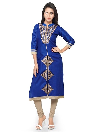 KANCHNAR Womens Wrap Kurta(99K1005-L_Blue_40)