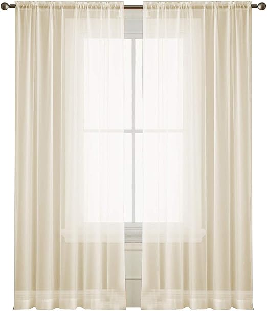 Amazon Com Passenger Pigeon Beige Sheer Curtains Rod Pocket Semi