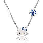 SALLY ROSE Sanrio Hello Kitty Birthstone Necklace 18" - Silver Plated Hello Kitty Necklace with Birthstone Officially Licensed