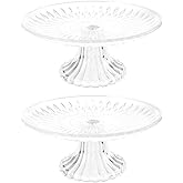 Ipetboom 2pcs Cake Display Tray, Transparent Polycarbonate Round Plate, Reusable and Eco-Friendly