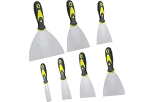 SUPERJACKWANG Putty Knife, 7PCS Paint Scraper Spackle Knife, Putty Knife Set, Taping Knives, Metal Putty Scraper, Stainless Steel Scraper Tool for Spreading Drywall Spackle Mud, Taping, Paint, Wallpaper, Decals