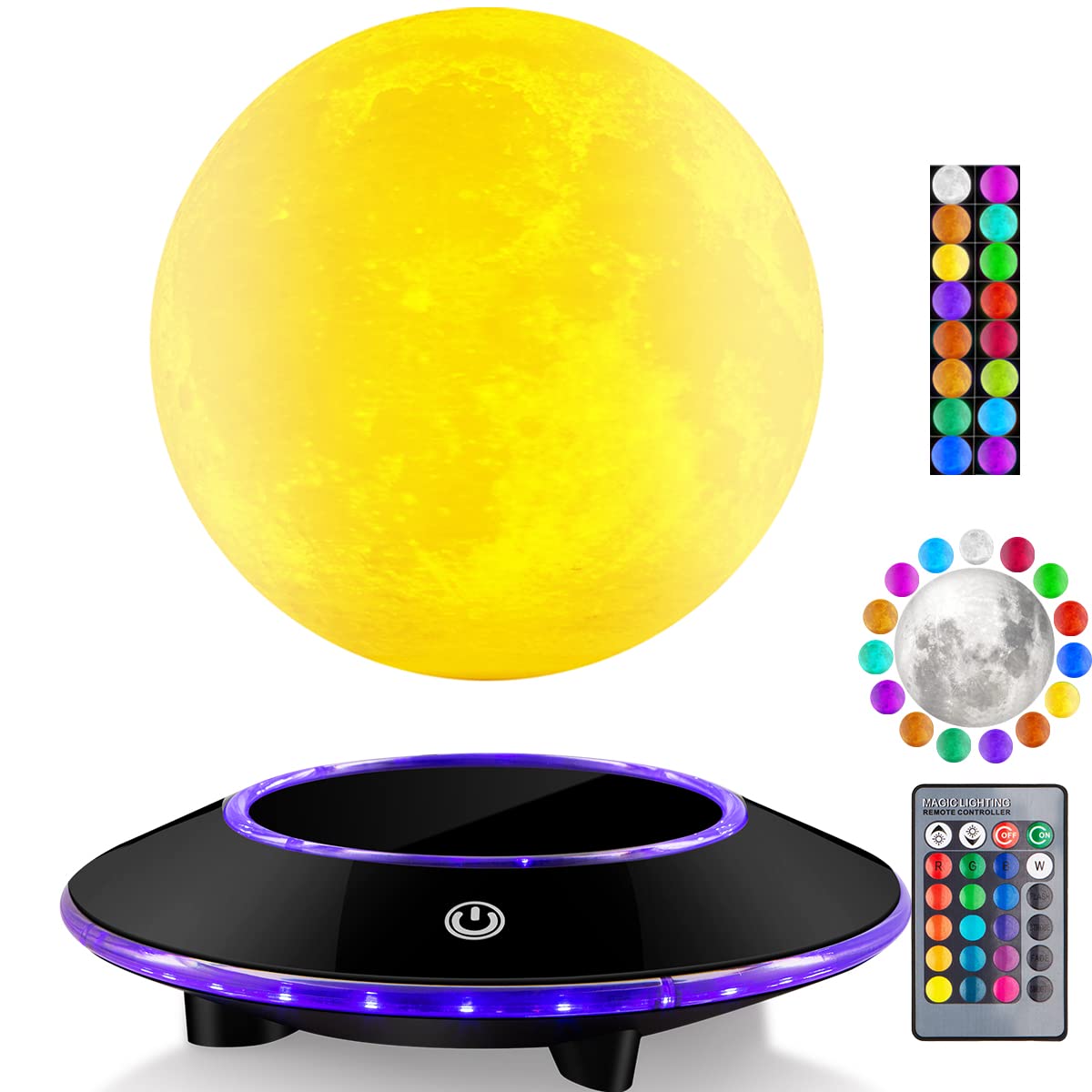 VGAzer Floating Moon Lamp, 16 Colors 20 Models 6 inches Levitating Moon Lamp Light Spinning LED with Remoter, Adjustable Brightness for Friends Gifts, Office Room Decor
