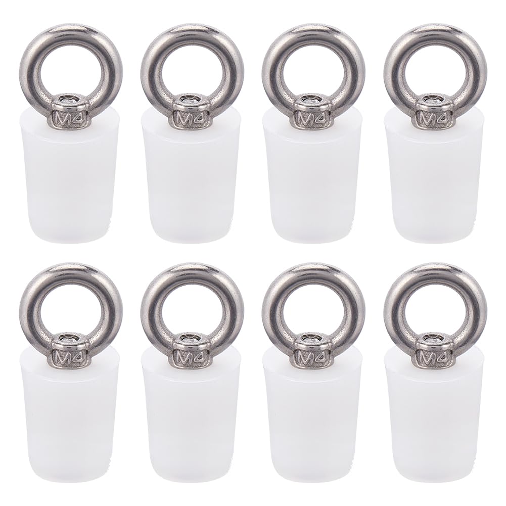 GORGECRAFT 1 Box 8Pcs Tapered Rubber Stoppers Plug with Ring 15mm to 18mm White Flexible Silicone Solid Bathtub Bungs for Wine Bottle Drainage Hole Plugs Coating Painting Sealing Hole