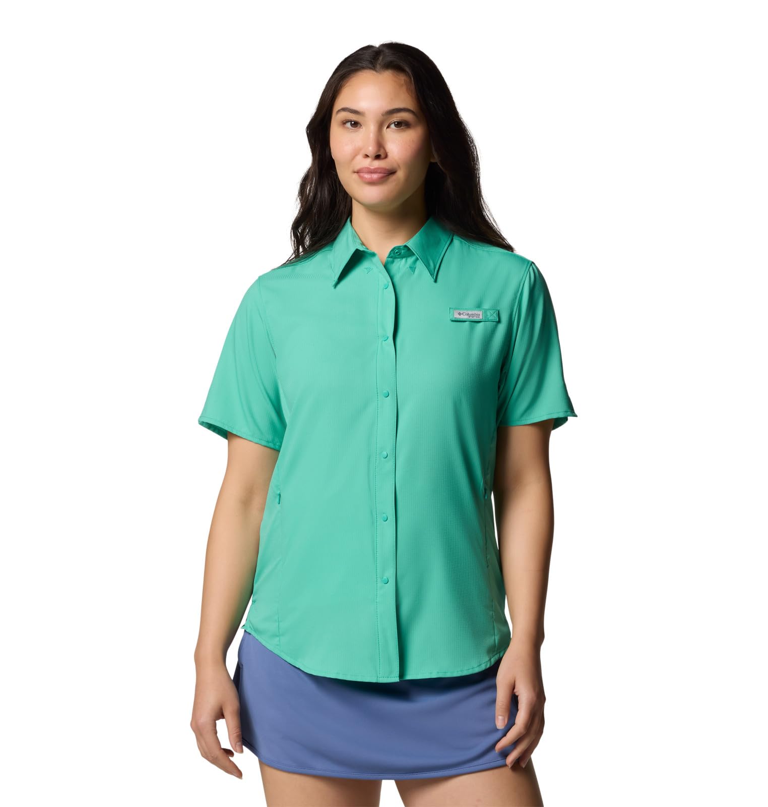 Columbia Womens PFG Tamiami II Short Sleeve Fishing Shirt, Glaze Green, Large Image