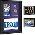 Shadow Box for Medals, Race Bibs, and Photos Display - 7 Medal Display Case - Large Medal Display Picture Frame for Marathon Runner, Race Winner, Military Awards, Triathlons & All Sports (Black, A3)