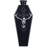 Coffin Hip Flask Skull Cross Gothic Stainless Steel Liquor Flask 3.5oz | skeleton crucifix design, Halloween party, leak-proof lid, novelty gift for goth and punk lovers, Halloween collectible