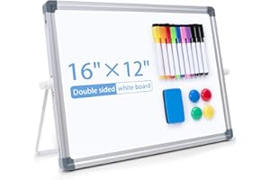 Dry Erase White Board, ARCOBIS 12"X16" Magnetic Desktop Whiteboard with Stand, 10 Markers, 4 Magnets, 1 Eraser, Double-Sided Small White Board Easel for Kids Drawing Memo to Do List School