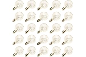 Abeja G40 Replacement Light Bulbs, 5W Clear Globe Bulb fits E12/ C7 Candelabra Screw Base Sockets, 1.5 Inch Clear Light Bulbs for Indoor Outdoor Patio Decor, 25Pack