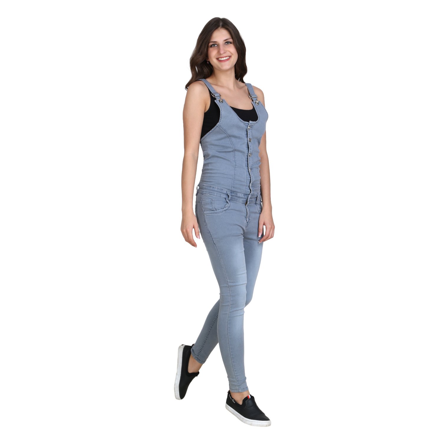 broadstar denim grey casual dungaree for women