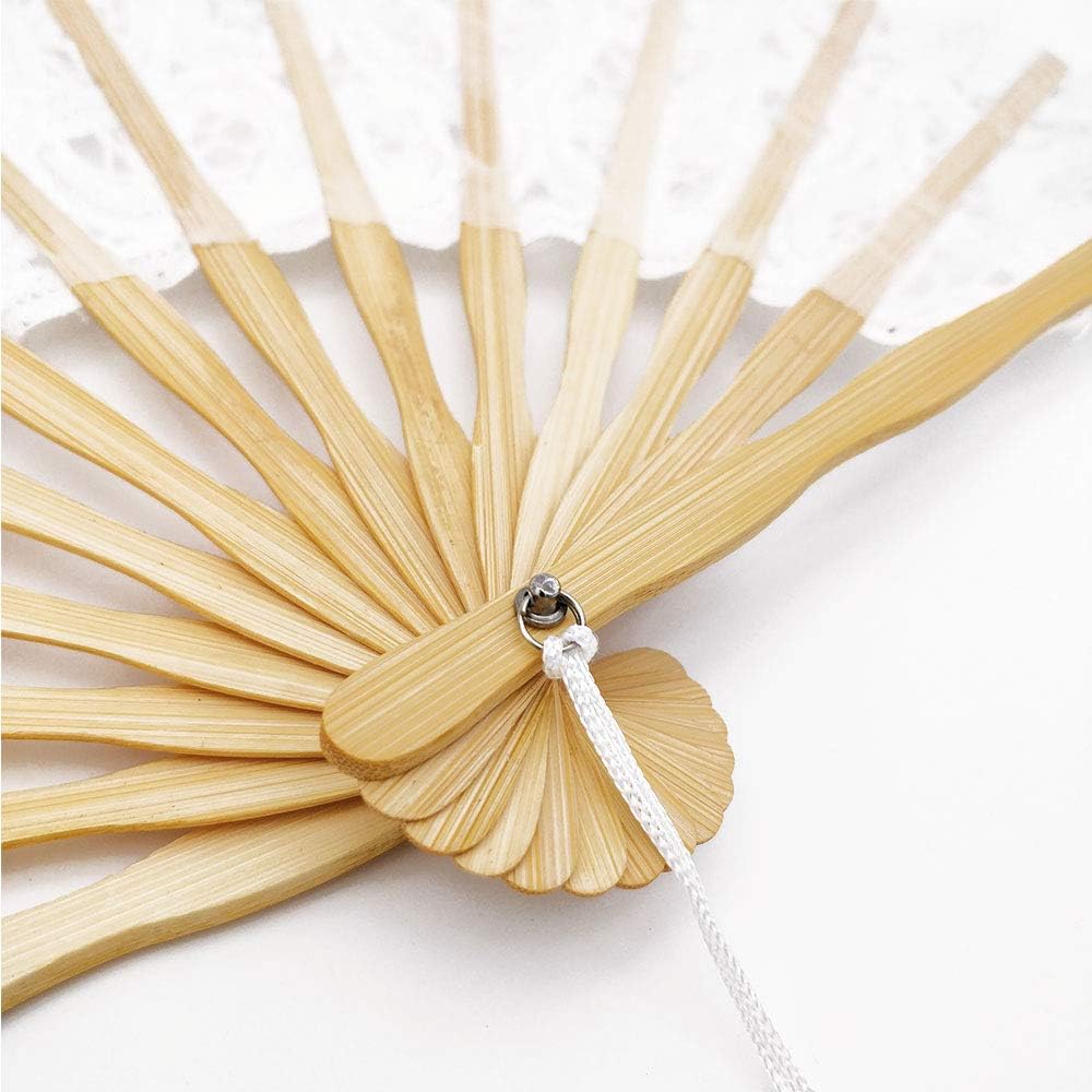 Bridal Fan in lace, silk and bamboo – Ideal for your Wedding Day! (Large) - Image 5