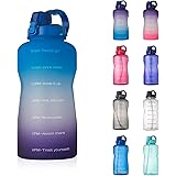 Large 1 Gallon Water Bottle with Time Marker Motivational & Straw, Leakproof Tritan BPA Free for Fitness, Gym, Outdoor Sports