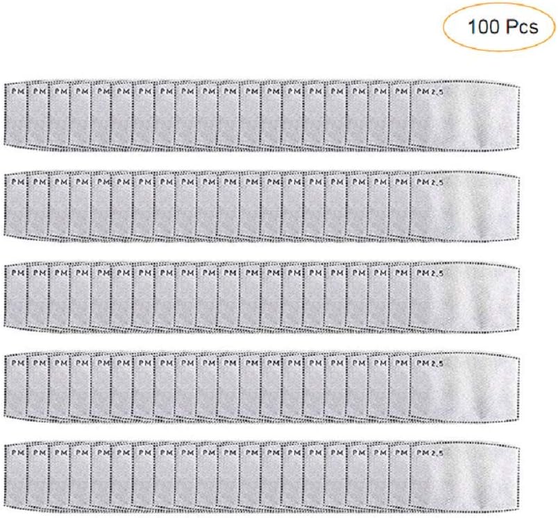 Caviotess 100 Pcs Children Kids PM2.5 Activated Carbon Filter Insert 5 Layers Protective Filter Cartridges & Filters Replacement