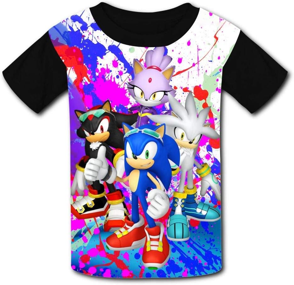 YTHH Kid/Youth Sonic and Sha-dow The Hedg-ehog T-Shirts 3D Short Sleeve Tees for Girls Boys
