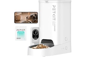 PETKIT Automatic Cat Feeder with Camera, 1080P HD Video with Night Vision, 2.4G WiFi Pet Feeder for Cat & Small Dog, 2-Way Audio & Meal Call Pet Food Dispenser with Desiccant Bag, Motion Capturing