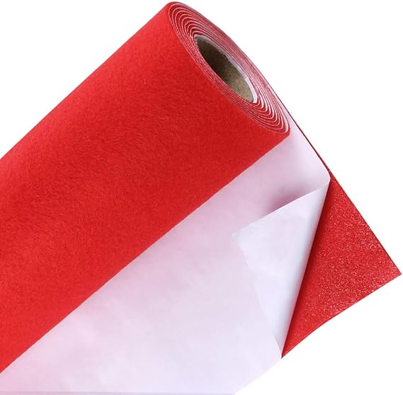 Caydo Red Self Adhesive Felt Shelf Liner for Jewelry Drawer, Display