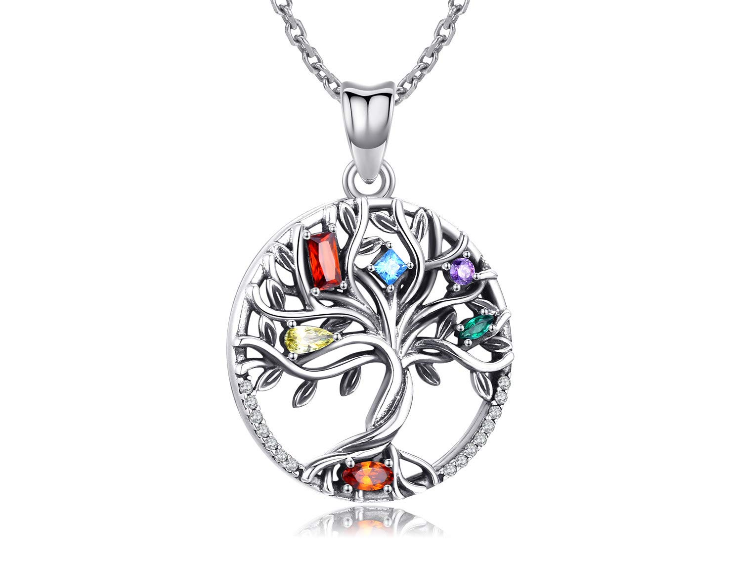 925 Sterling Silver Pendant, Tree of Life Necklace for Women Girls,Cubic Zirconia Necklace Fine Jewellery Gifts for Wife, Mum and Girlfriend