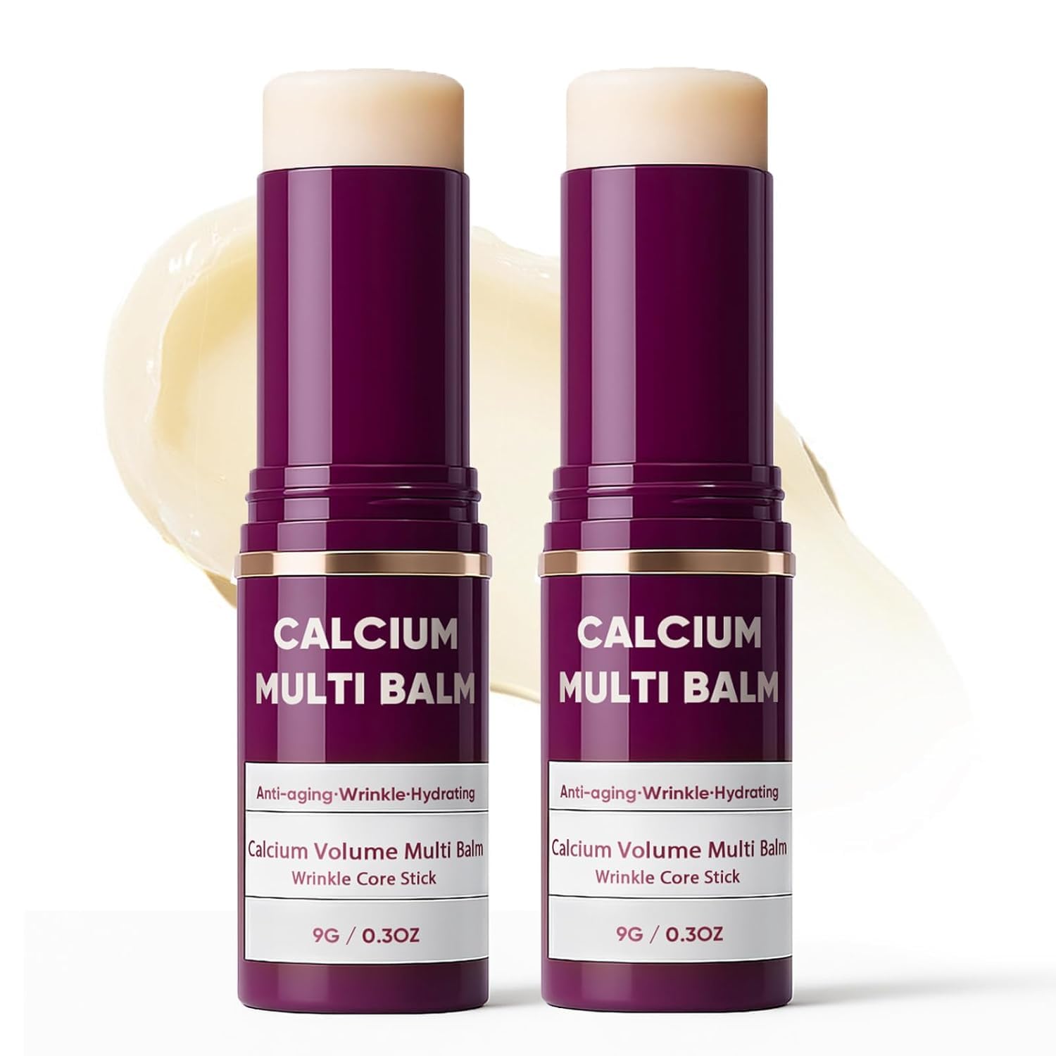 Photo 1 of Calcium Multi-Balm Stick (2-Pack) - Korean Anti-Aging Formula for Face, Eyes & Neck - Hydrating, Firming Skin Treatment with Collagen & Vitamin D - Suitable for All Skin Types