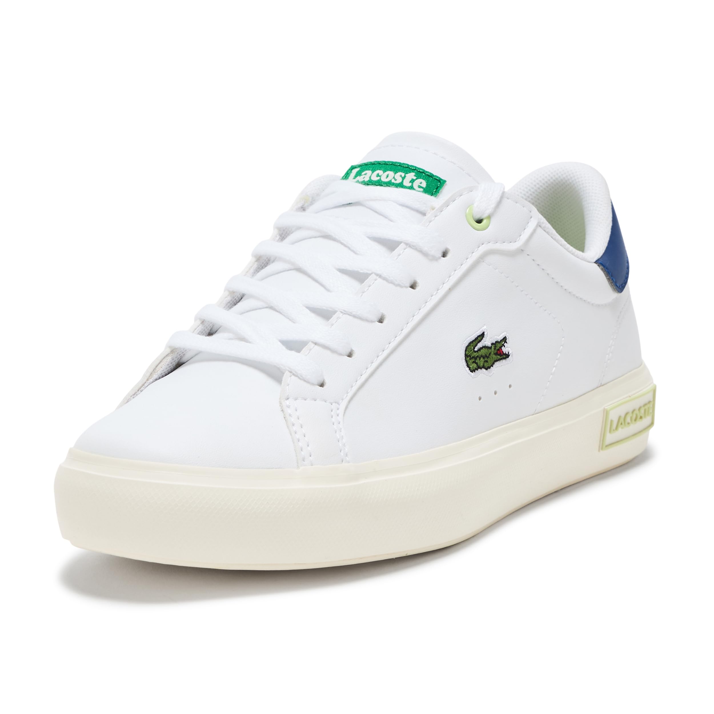 Lacoste Junior’s Powercourt Sneakers, White/Blue, 6