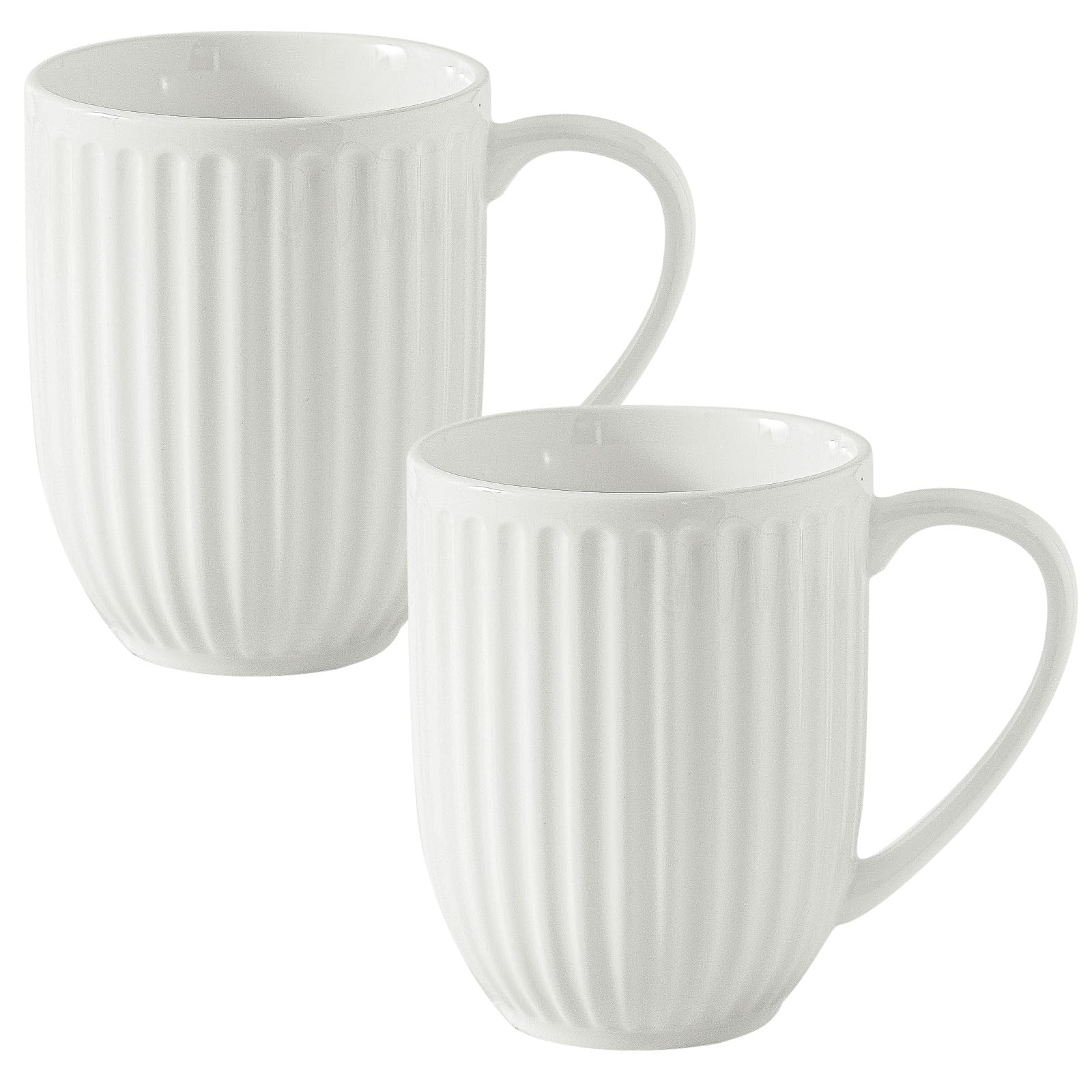 Photo 1 of **PARTIAL SET/ONLY ONE CUP**Hasense Porcelain Coffee Mug Set of 2, 20 Oz Large Coffee Mug, Ceramic Latte Cup with Handle, Modern Ribbed Design Tea Cup for Coffee, Cocoa, Wedding, Housewarming Gift, White