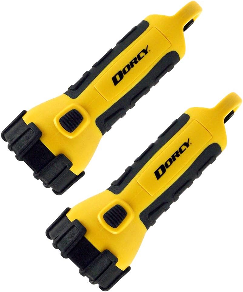 Dorcy 41-2524 2 pk Floating LED Flashlight with Carabineer Clip, 55-Lumens, Yellow - - 