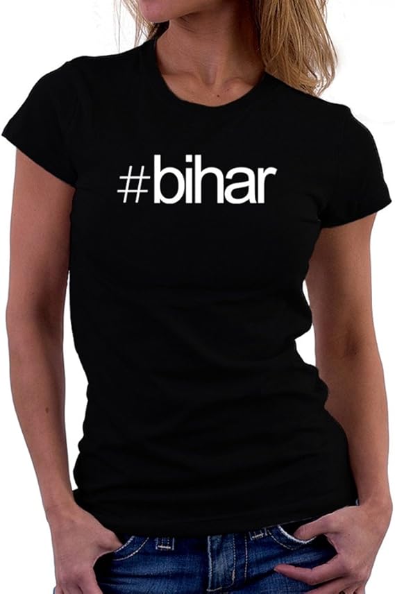Teeburon Hashtag Bihar Bold Text Women TShirt Clothing