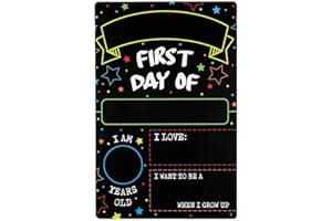 GSM BRANDS First Day Last Day of School Double Sided Sign (Dry Erase Board for Liquid Chalk Markers - 12" x 7.9")