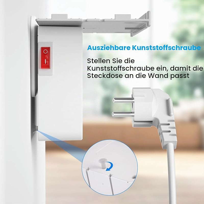 Mehrfachstecker für Steckdose USB C PD20W Schnellladung, mit Handy Ablage