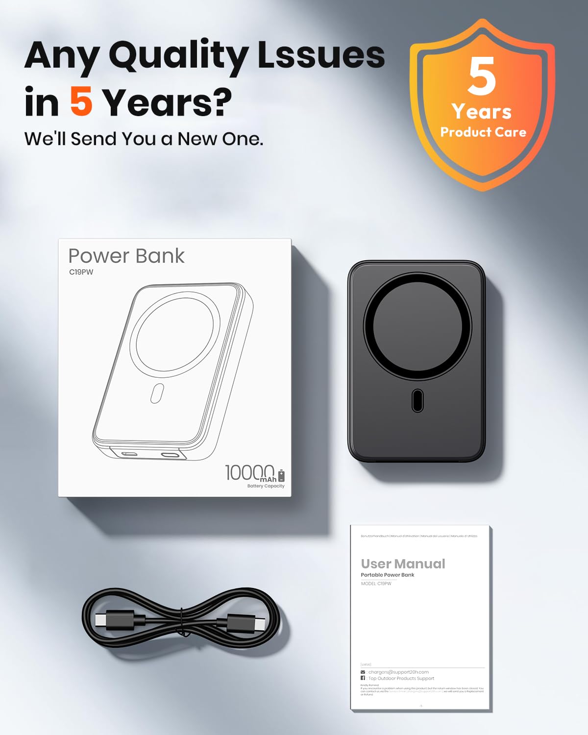 A ADDTOP Magnetische Power Bank 10000mAh - PD 20W Schnelllade Powerbank with USB-C In&Out, Slim Wireless Ladegerät Externe Handyakkus with LED Display für iPhone 17/16/15/14/13/12/Pro Max 7