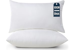 Utopia Bedding Throw Pillows (Pack of 2, White), 12 x 20 Inches Indoor Decorative Pillow Insert for Sofa, Bed and Couch