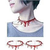 MXXGMYJ Halloween Party Costumes Necklace for Women - Joke Blood Choker Necklace 2PCS