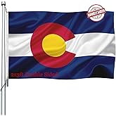 Colorado Flag Double Sided 2x3 Outdoor- Heavy Duty Colorado State Flags Banner Gifts Decorations with 2 Brass Grommets 4 Rows Stitched