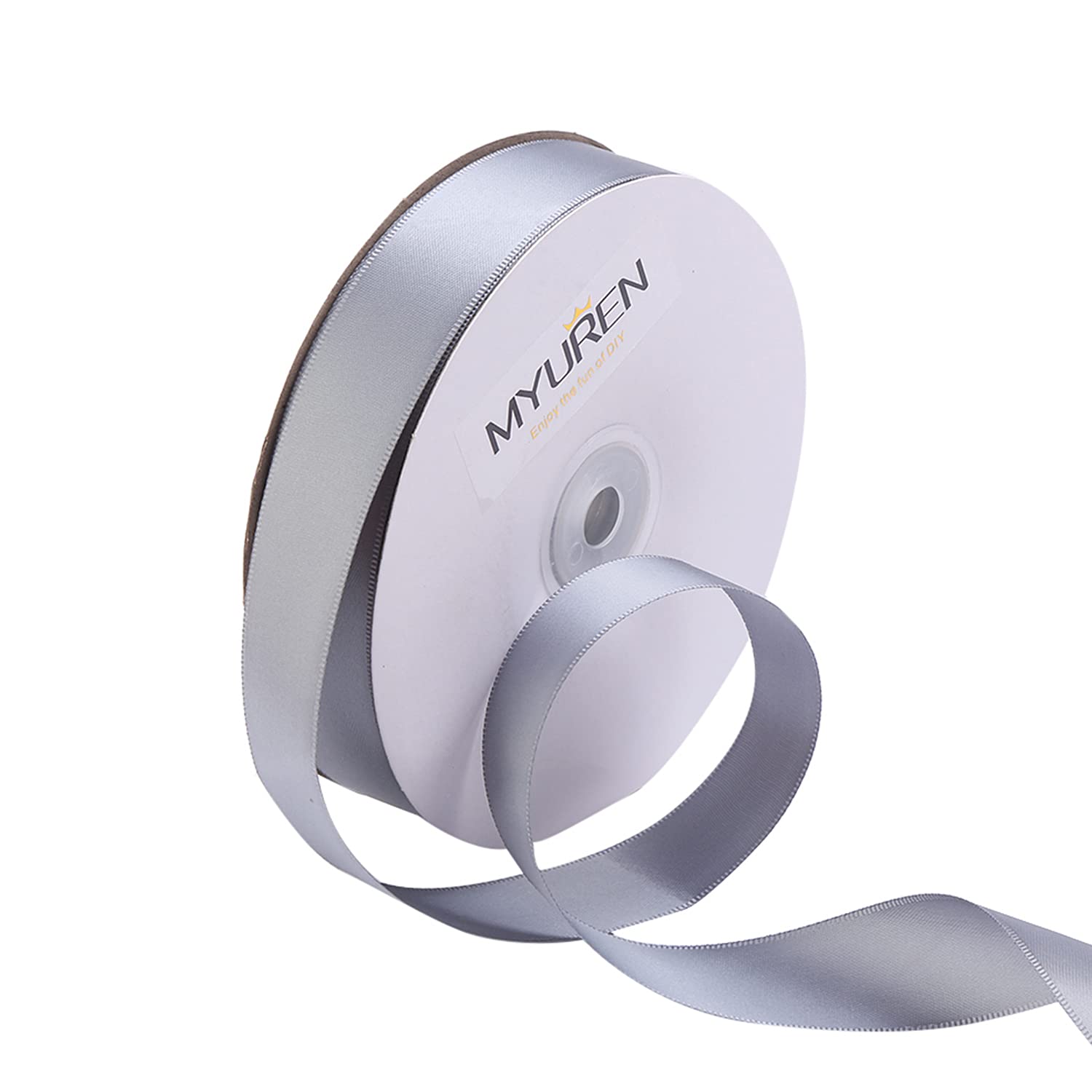 25mm Silver/Gray Satin Ribbon Double Face Solid Satin Ribbon for Gift Wrapping, Wedding, Party Decoration, DIY Hair Accessories, Sewing, Invitation Embellishments (45 Meters)