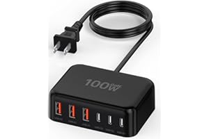 BOVICAS USB C Charger Block, 100W GaN 6 Port PD USB C QC USB A Wall Charger Adapter Plug Cube, Super Fast Type C Charging Station Hub for iPhone 17 16 15 14 Pro Max iPad Samsung Pixel