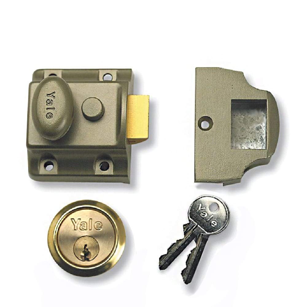 Yale B-723-ENB-PB-40 Deadlatch Nightlatch, Nickel Finish/Brass Cylinder, 40 mm Backset
